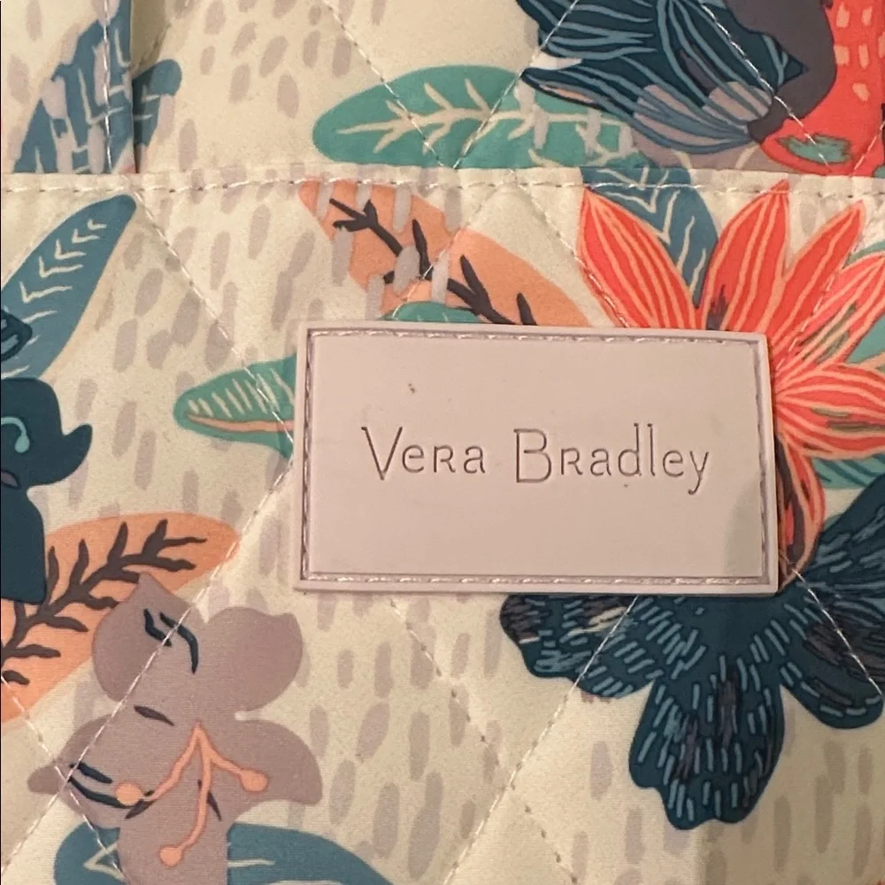 Vera Bradley Blue and Coral Floral Cosmetic Bag